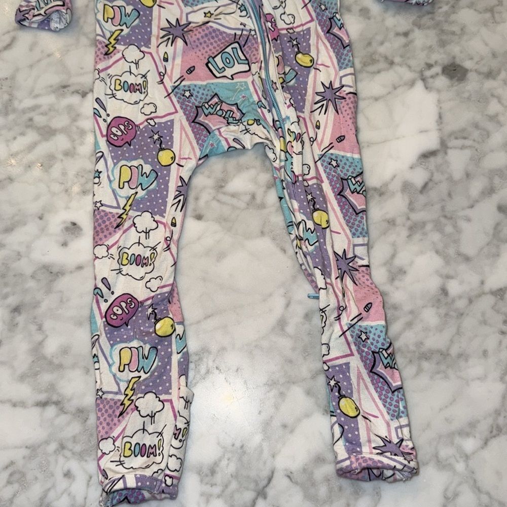 BELLABU BEAR COMIC PURPLE BAMBOO CONVERTIBLE FOOTIE 12/18M - Picture 8 of 10